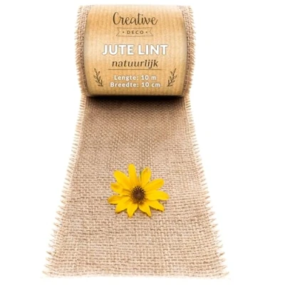 Afbeelding van Creative Deco Jute Lint Rol 10 cm x m DIY, Decoratielint Verpakking Cadeauverpakking