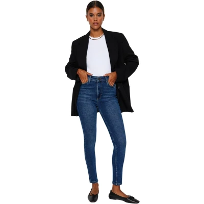 Afbeelding van Trendyol Marineblauwe Skinny Jeans Met Hoge Taille Twoaw24Je00068