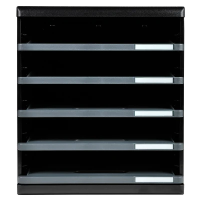 Afbeelding van Exacompta ref. 303714D Organisatiesysteem Ladebox MODULO A4 met 5 open laden voor A4+ documenten Afmetingen: Diepte 35 x breedte 28,8 hoogte 32 cm Zwart/muisgrijs