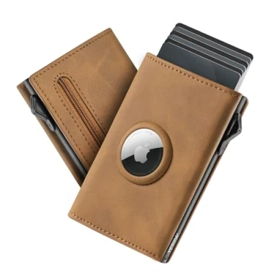 Afbeelding van YESIIW wallet AirTag met grote capaciteit, pop up portemonnee voor heren, 7 kaartvakken, slim 12 kaarten en muntenvak, portemonnee,