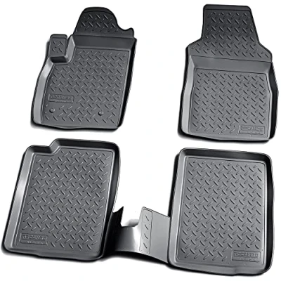 Afbeelding van Recambo 3D rubberen vloermatten compatibel met Fiat Panda type 169 BJ 2003 2012 automatten precies passend rand zwart