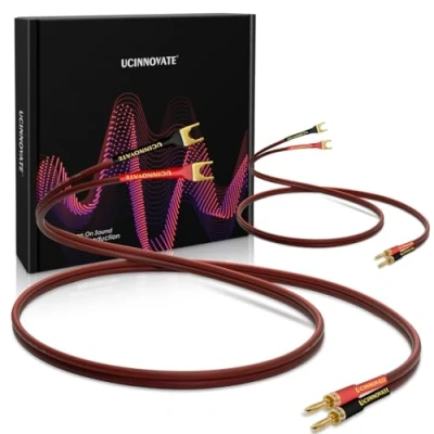 Afbeelding van VVFLED 2 pack HiFi OFC luidsprekerkabel met bananenstekker naar jumper Spade, U vorkplug 14AWG luidspreker draadkabel brugkabel voor luidsprekerversterker (2m/6.56FT)