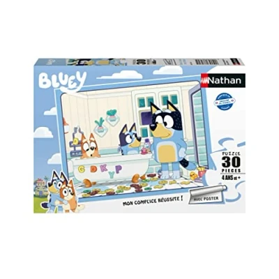 Afbeelding van Nathan Kinderpuzzel 30 stukjes In bad met Bluey Meisjes of jongens vanaf 4 jaar Hoogwaardige puzzel Dik en duurzaam karton dagelijks &amp; gezin 86170