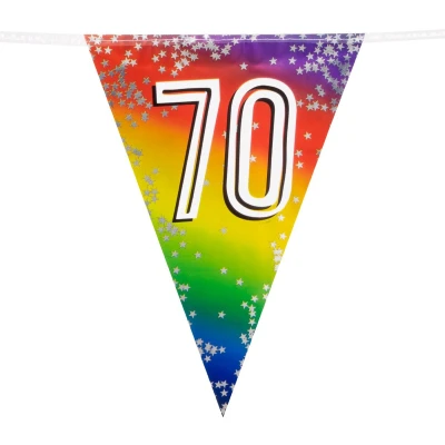 Afbeelding van Vlaggenlijn 70 jaar versiering vlaggetjes slinger 6 meter Vlaggenlijnen