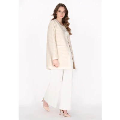 Afbeelding van Dreimaster Halflange jas, Dames, Maat: 40, Light beige glitter