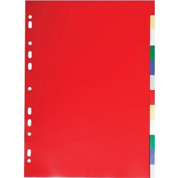 Afbeelding van Exacompta tabbladen voor ft A4, uit PP 12/100e, 12 tabs, geassorteerde kleuren