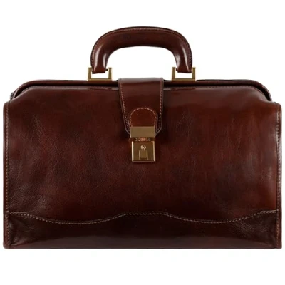 Afbeelding van Time Resistance Leren Dokterstas Vintage Stijl Handtas Aktetas voor Mannen en Vrouwen (Bruin)
