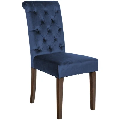 Afbeelding van CLP Eetkamerstoel Lisburn Fluweel Blauw