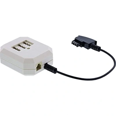 Afbeelding van InLine® TAE adapter, F stekker naar NFF + RJ11 (6P4C) socket, 0.2m