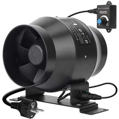 Afbeelding van DUCTURBO Buisventilator 100mm Krachtige Inline Ventilator, Max 275m3/h Afvoerventilator Krachtig Afzuigventilator voor Badkamer, Garage en Groen huis met Toerentalregelaar