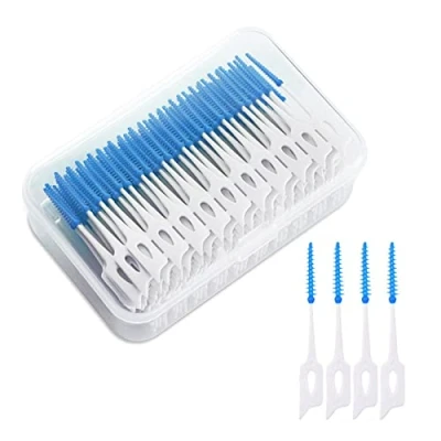 Afbeelding van MIVAIUN 200 stuks interdentale borstels, tweeërlei gebruik tandzijde sticks, siliconen tandplectrums, plectrums borstel, draagbare mondtandreiniging, tandspleetborstel, floss