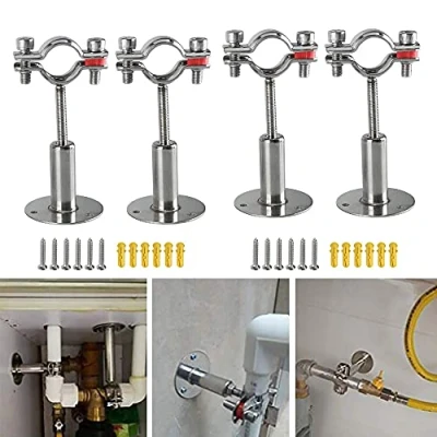 Afbeelding van 4pcs Verstelbare Buisbeugel Buisklemmen, Wandmontage Plafondmontage Leidingsteun, Sterk En Stabile, Roestvrijstalen Beugelklem Voor Dia 32 34MM, Ideaal Pijp, Buis, Staafbevestiging Enz