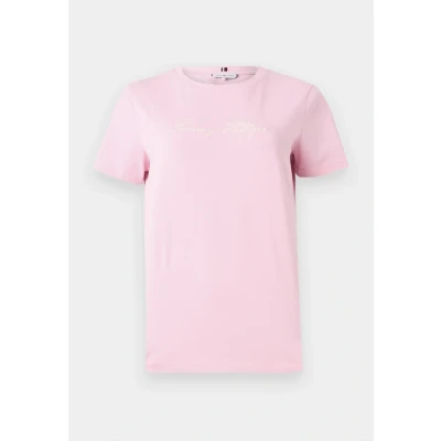 Afbeelding van Tommy Hilfiger Script Tshirt print, Dames, Maat: XXS, Classic pink