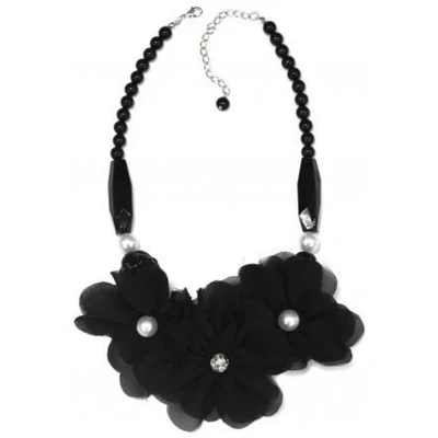 Afbeelding van Behave Ketting met stoffen bloemen, parels en steentjes