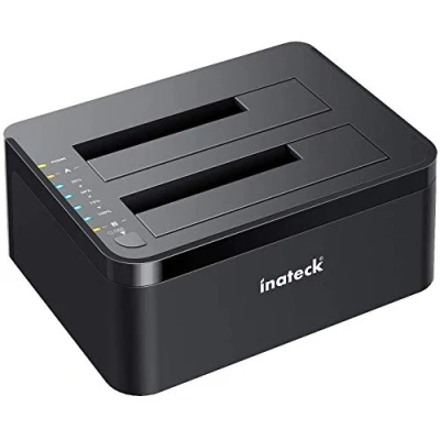 Afbeelding van Inateck USB 3.0 harde schijf dockingstation, dual bay docking voor 2,5/3,5 inch SATA HDD SSD, offline klonen ondersteund, zwart, SA02002