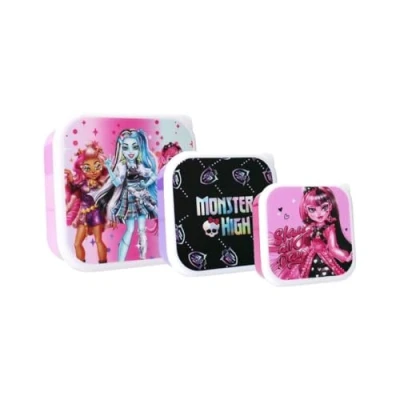 Afbeelding van My sweety pop 3 broodtrommel Monster High lunchbox, voor kinderen, crèche, school, vakantie, maaltijd, 11,5 cm, meisjes, paars/roze, cadeau idee
