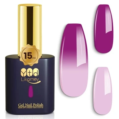 Afbeelding van YTD Likomey UV Gel Nagellak,15ml Lichtpaars Paars Temperatuur Kleurverandering Kameleon Salon Manicure Polish,WB12