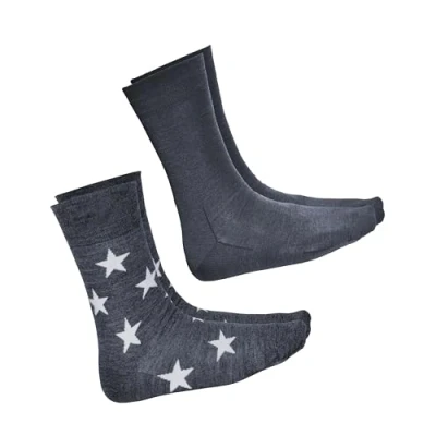 Afbeelding van VITSOCKS 80% Merino Wol Sokken Heren Warm Dun Zacht Ademend (2 PAAR) Wollen Wintersokken, grijs wit, 42 43