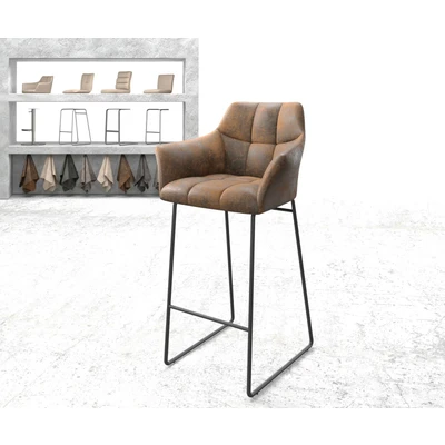 Afbeelding van Barstoel Yulo Flex slipframe metaal vintage bruin