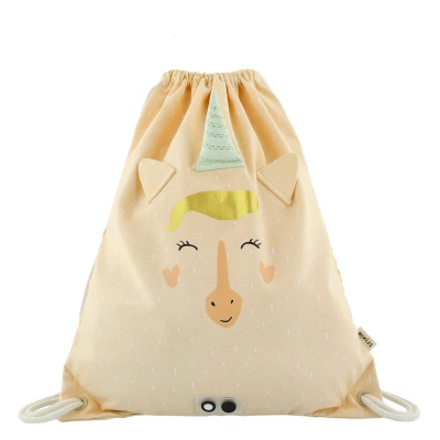 Afbeelding van Trixie Mrs. Unicorn Drawstring Bag yellow Kindertas Schooltas