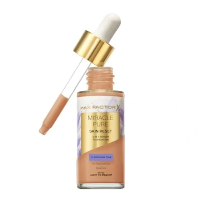 Afbeelding van Max Factor Miracle Pure 2in1 Skin Reset Serum Foundation, 60 80, Light to Medium, vegan formule, egaliseert de teint, medium dekkend resultaat, satijnachtige matte finish, niacinamide&amp;bisabolol, 30 ml
