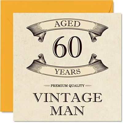 Afbeelding van Vintage 60e verjaardagskaarten voor mannen leeftijd 60 jaar leuke verjaardagskaart opa vader echtgenoot vriend oom broer opa, 145 mm x wenskaarten,