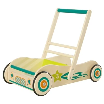 Afbeelding van Roba Loopwagen, speel en loophulp van hout met rem.