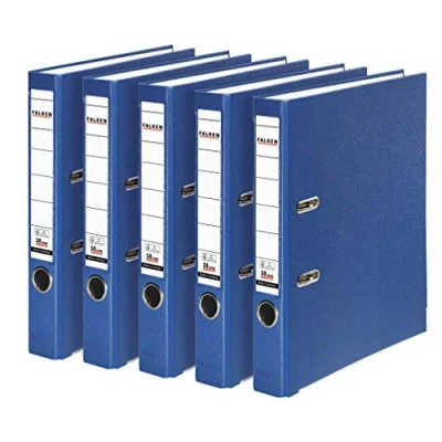 Afbeelding van Origineel Falken 5 stuks PP Color kunststof Ordners. Made in Germany. cm smal DIN A4 blauw vegan ringband dossiermap briefmap kantoormap mapleufmap