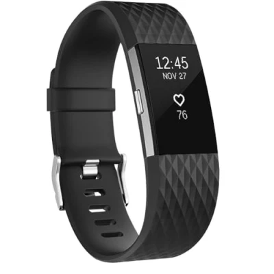 Afbeelding van Vervangende polsband compatibel met Fitbit Charge 2, accessoirepolsband, verwisselbare polsband, sporthorlogeband, siliconen, zwart, groot