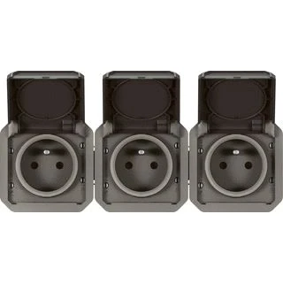 Afbeelding van Legrand plexo 3v contactdoos pa 2p a voorbedraad horizontaal ip55 antraciet 069844l