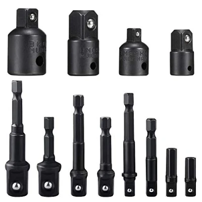 Afbeelding van Boor Socket Adapter en Impact 3 inch Verlengstuk Set 4 Delige Drive Converter Reducer Air Dopsleutelset + 8 1/4&quot;3/8&quot; 1/2&quot;Hex Shank Boormoer Driver Bit