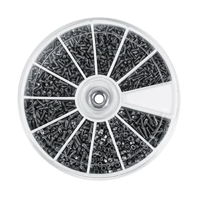 Afbeelding van 600 stuks, 12 soorten kleine schroeven, moeren, set M1, M1,2, M1,4, M1,6, voor elektronische horloges