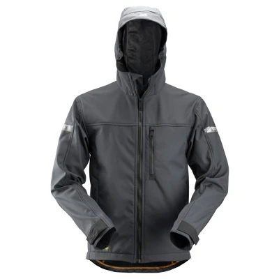 Afbeelding van Snickers Allroundwork, Softshell Jack Met Capuchon, Staal Grijs Zwart (5804), L