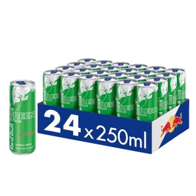 Afbeelding van Red Bull Energy Drink Green Edition, set van 24 blikjes, drankjes met cactusvruchtensmaak, wegwerp (24 x 250 ml)