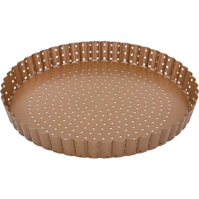 Afbeelding van Birkmann, Laib &amp; Seele, geperforeerde quiche , taart en pizzavorm, Ø 25 cm, bakvorm met losse hefbodem bronskleurig koolstofstaal, antiaanbaklaag recepten, 210554