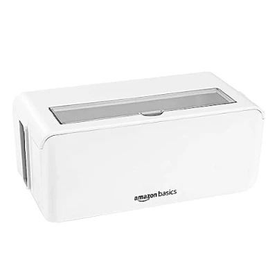 Afbeelding van Amazon Basics Kabeldoos, voor het verbergen en ordenen van kabels, klein, wit