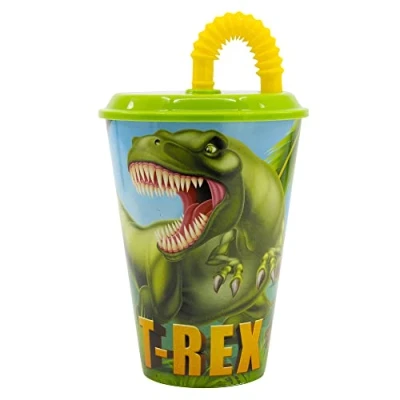 Afbeelding van Dinosaurus T Rex Drinkbeker met rietje Bioscoop Beker 430 ml.