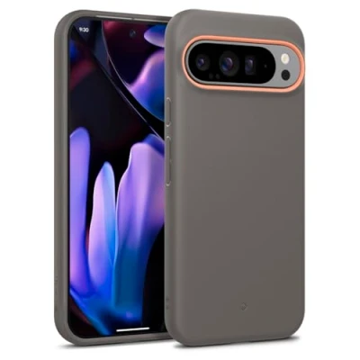 Afbeelding van Caseology Nano Pop voor Google Pixel 9 Pro XL hoes, [Zacht en stofvrij materiaal] Zijgreeppatronen Case Cover Papaya Gray