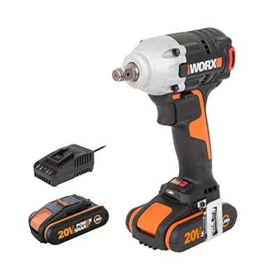 Afbeelding van WORX WX272 Borstelloze accu slagschroevendraaier, 20 V, 300 Nm, met variabele 3 versnellingen transmissie en ledlicht, ideaal voor diverse schroefwerkzaamheden, accu, oplader koffer