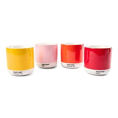Afbeelding van Latte Beker Copenhagen Design Pantone Yellow Red Orange Light Pink 220 ml (4 delig)