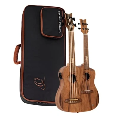 Afbeelding van Ortega HYDRA BSTE Double Neck Bass Tenor Uke dubbele elektrisch akoestische ukelele met gigbag