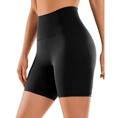 Afbeelding van CRZ YOGA Yogashort Voor Dames Met Naakt Gevoel 6 Inch Hoog Getailleerde Trainingsshorts Atletische Hardloopfietsbroek zwart XL