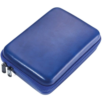 Afbeelding van Troika Organizer etui met ritssluiting, 3 binnenvakken, 6 elastische bandlussen, scheidingswand (binnen), kunstleer, fluweel, blauw/zwart, blauw, 23 cm, Modern