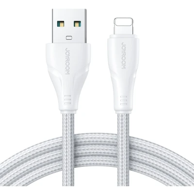 Afbeelding van Joyroom 3m Nylon Lightning oplaadkabel 2.4A snellaadfunctie Wit