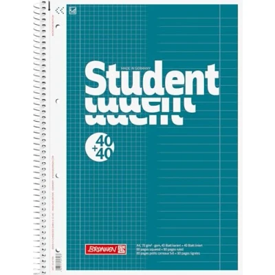 Afbeelding van Brunnen 1067974 Notitieblok/Collegeblok Student Duo (A4 gelinieerd (liniatuur 27, liniatuur 28) 70 g/m² 40 vellen gelinieerd, geruit)