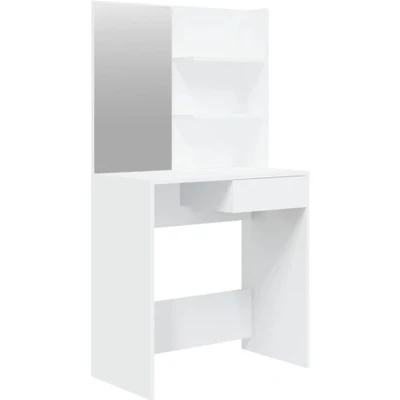 Afbeelding van Make up tafel Met Spiegel 74,5X40X141 Cm Gerookt Eikenkleurig Wit
