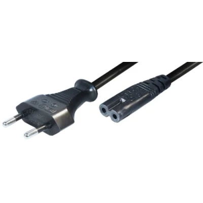 Afbeelding van C7 (recht) CEE 7/16 stroomkabel 2x 0,75mm / zwart 2 meter