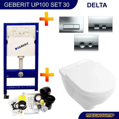 Afbeelding van Geberit up100 set19 O.novo DirectFlush met Delta drukplaten