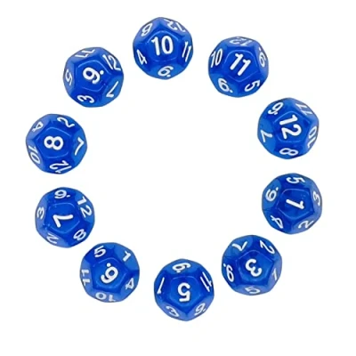Afbeelding van Deolven D12 dobbelstenen, 10 stuks transparante blauwe polyedrale 12 zijden helder dobbelstenen voor DND MTG RPG Dungeons and Dragons Party