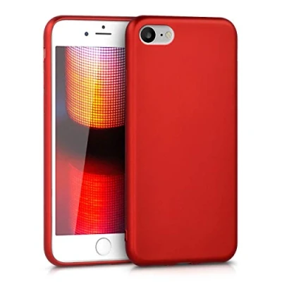 Afbeelding van kwmobile telefoonhoesje compatibel met Apple iPhone SE (2022) / (2020) 8 7 hoesje Zachte case voor smartphone Back cover in metallic donkerrood
